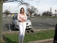 Blonde, Car, Couple, From Behind, Fucking, Hardcore, Jeans, Long Hair, Missionary, Natural Tits, 